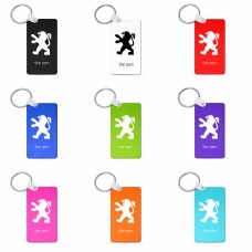 מחזיק מפתחות בצורת מלבן בעיצוב אישי עם השם שלך בעיצוב פיג'ו גודל המחזיק 6 × 4 ס"מ