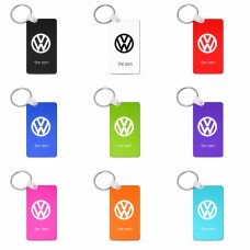 מחזיק מפתחות בצורת מלבן בעיצוב אישי עם השם שלך בעיצוב פולקסווגן גודל המחזיק 6 × 4 ס"מ