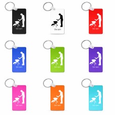 מחזיק מפתחות בצורת מלבן בעיצוב אישי עם השם שלך בעיצוב גריל ברביקיו גודל המחזיק 6 × 4 ס"מ