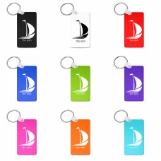 מחזיק מפתחות בצורת מלבן בעיצוב אישי עם השם שלך בעיצוב סירה גודל המחזיק 6 × 4 ס"מ