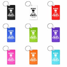 מחזיק מפתחות בצורת מלבן בעיצוב אישי עם השם שלך בעיצוב מלך הגריל גודל המחזיק 6 × 4 ס"מ