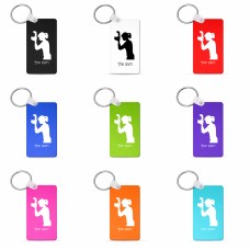 מחזיק מפתחות בצורת מלבן בעיצוב אישי עם השם שלך בעיצוב צלמת - אישה גודל המחזיק 6 × 4 ס"מ