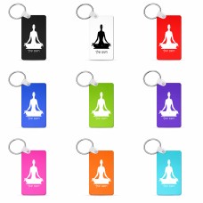 מחזיק מפתחות בצורת מלבן בעיצוב אישי עם השם שלך בעיצוב אימון יוגה גודל המחזיק 6 × 4 ס"מ