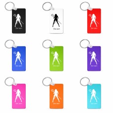 מחזיק מפתחות בצורת מלבן בעיצוב אישי עם השם שלך בעיצוב אישה שטן גודל המחזיק 6 × 4 ס"מ