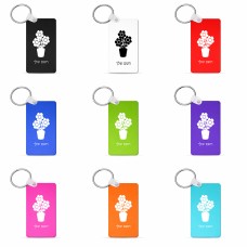 מחזיק מפתחות בצורת מלבן בעיצוב אישי עם השם שלך בעיצוב פרח גודל המחזיק 6 × 4 ס"מ