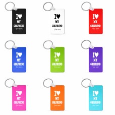 מחזיק מפתחות בצורת מלבן בעיצוב אישי עם השם שלך בעיצוב אוהב את החברה שלי גודל המחזיק 6 × 4 ס"מ