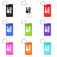 מחזיק מפתחות בצורת מלבן בעיצוב אישי עם השם שלך בעיצוב אהבה גודל המחזיק 6 × 4 ס"מ