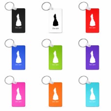 מחזיק מפתחות בצורת מלבן בעיצוב אישי עם השם שלך בעיצוב נסיכה גודל המחזיק 6 × 4 ס"מ