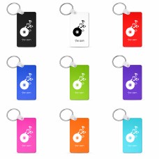 מחזיק מפתחות בצורת מלבן בעיצוב אישי עם השם שלך בעיצוב תקליטור - אזור מוזיקה גודל המחזיק 6 × 4 ס"מ