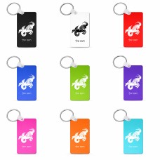 מחזיק מפתחות בצורת מלבן בעיצוב אישי עם השם שלך בעיצוב מזלות - גדי גודל המחזיק 6 × 4 ס"מ