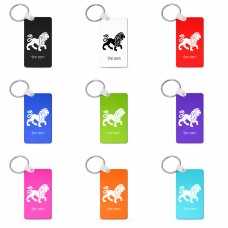 מחזיק מפתחות בצורת מלבן בעיצוב אישי עם השם שלך בעיצוב מזלות - אריה גודל המחזיק 6 × 4 ס"מ