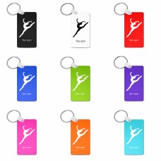 מחזיק מפתחות בצורת מלבן בעיצוב אישי עם השם שלך בעיצוב בלט גודל המחזיק 6 × 4 ס"מ