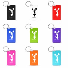 מחזיק מפתחות בצורת מלבן בעיצוב אישי עם השם שלך בעיצוב מעודדת גודל המחזיק 6 × 4 ס"מ