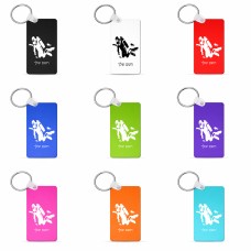 מחזיק מפתחות בצורת מלבן בעיצוב אישי עם השם שלך בעיצוב צוללן גודל המחזיק 6 × 4 ס"מ