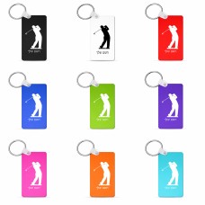 מחזיק מפתחות בצורת מלבן בעיצוב אישי עם השם שלך בעיצוב שחקן גולף גודל המחזיק 6 × 4 ס"מ