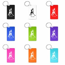 מחזיק מפתחות בצורת מלבן בעיצוב אישי עם השם שלך בעיצוב שחקן הוקי גודל המחזיק 6 × 4 ס"מ