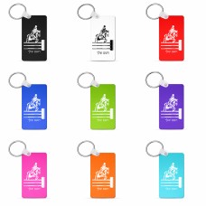 מחזיק מפתחות בצורת מלבן בעיצוב אישי עם השם שלך בעיצוב רוכב סוסים גודל המחזיק 6 × 4 ס"מ