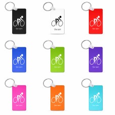 מחזיק מפתחות בצורת מלבן בעיצוב אישי עם השם שלך בעיצוב אופניים אולימפיים גודל המחזיק 6 × 4 ס"מ