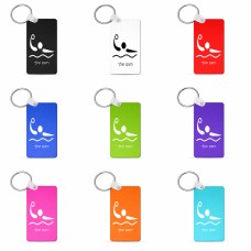 מחזיק מפתחות בצורת מלבן בעיצוב אישי עם השם שלך בעיצוב כדור מים אולימפי גודל המחזיק 6 × 4 ס"מ