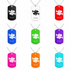 שרשרת דיסקיט מאלומיניום בעיצוב אישי עם השם שלך בעיצוב מזלות - דגים גודל הדיסקיט 2.9 × 5 ס"מ