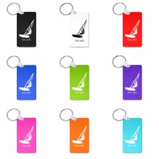 מחזיק מפתחות בצורת מלבן בעיצוב אישי עם השם שלך בעיצוב לגלוש - גלישה - שייט גודל המחזיק 6 × 4 ס"מ