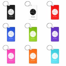 מחזיק מפתחות בצורת מלבן בעיצוב אישי עם השם שלך בעיצוב כדור כדורעף גודל המחזיק 6 × 4 ס"מ