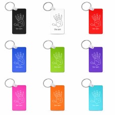 מחזיק מפתחות בצורת מלבן בעיצוב אישי עם השם שלך בעיצוב יד גודל המחזיק 6 × 4 ס"מ