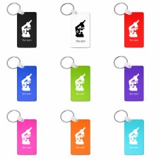 מחזיק מפתחות בצורת מלבן בעיצוב אישי עם השם שלך בעיצוב מיקרוסקופ גודל המחזיק 6 × 4 ס"מ