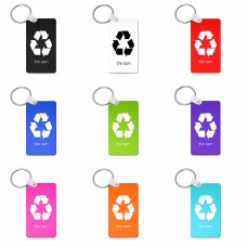 מחזיק מפתחות בצורת מלבן בעיצוב אישי עם השם שלך בעיצוב למחזר גודל המחזיק 6 × 4 ס"מ