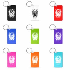 מחזיק מפתחות בצורת מלבן בעיצוב אישי עם השם שלך בעיצוב רוקנרול גודל המחזיק 6 × 4 ס"מ