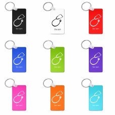 מחזיק מפתחות בצורת מלבן בעיצוב אישי עם השם שלך בעיצוב סטטוסקופ רופא גודל המחזיק 6 × 4 ס"מ