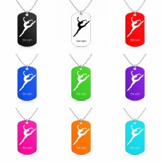 שרשרת דיסקיט מאלומיניום בעיצוב אישי עם השם שלך בעיצוב בלט גודל הדיסקיט 2.9 × 5 ס"מ