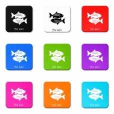 מגנט למקרר בעיצוב אישי עם השם שלך בעיצוב מזלות - דגים גודל המגנט 6.5 × 6.5 ס"מ