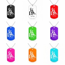 שרשרת דיסקיט מאלומיניום בעיצוב אישי עם השם שלך בעיצוב קאוגירל גודל הדיסקיט 2.9 × 5 ס"מ