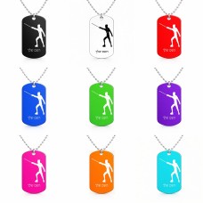 שרשרת דיסקיט מאלומיניום בעיצוב אישי עם השם שלך בעיצוב לוחם סייף גודל הדיסקיט 2.9 × 5 ס"מ