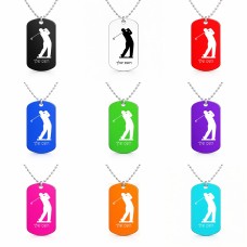 שרשרת דיסקיט מאלומיניום בעיצוב אישי עם השם שלך בעיצוב שחקן גולף גודל הדיסקיט 2.9 × 5 ס"מ