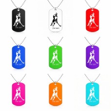 שרשרת דיסקיט מאלומיניום בעיצוב אישי עם השם שלך בעיצוב שחקן הוקי גודל הדיסקיט 2.9 × 5 ס"מ