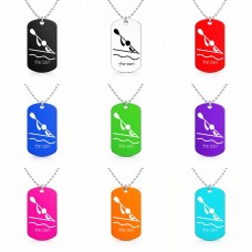 שרשרת דיסקיט מאלומיניום בעיצוב אישי עם השם שלך בעיצוב קיאק אולימפי גודל הדיסקיט 2.9 × 5 ס"מ