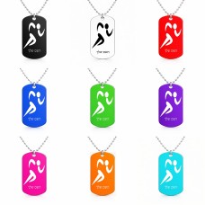 שרשרת דיסקיט מאלומיניום בעיצוב אישי עם השם שלך בעיצוב רצים אולימפיים גודל הדיסקיט 2.9 × 5 ס"מ