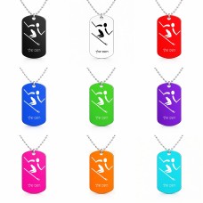 שרשרת דיסקיט מאלומיניום בעיצוב אישי עם השם שלך בעיצוב סקי אולימפי גודל הדיסקיט 2.9 × 5 ס"מ