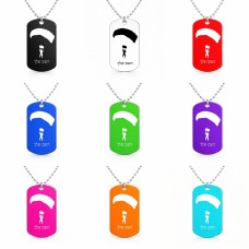 שרשרת דיסקיט מאלומיניום בעיצוב אישי עם השם שלך בעיצוב צניחה חופשית גודל הדיסקיט 2.9 × 5 ס"מ