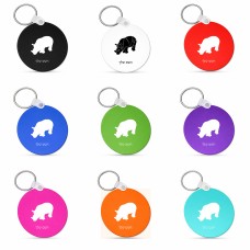 מחזיק מפתחות בצורת עיגול בעיצוב אישי עם השם שלך בעיצוב קרנף גודל המחזיק 5 × 5 ס"מ