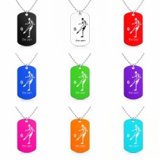 שרשרת דיסקיט מאלומיניום בעיצוב אישי עם השם שלך בעיצוב שחקן כדורגל גודל הדיסקיט 2.9 × 5 ס"מ