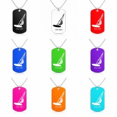 שרשרת דיסקיט מאלומיניום בעיצוב אישי עם השם שלך בעיצוב לגלוש - גלישה - שייט גודל הדיסקיט 2.9 × 5 ס"מ