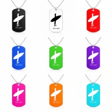 שרשרת דיסקיט מאלומיניום בעיצוב אישי עם השם שלך בעיצוב גלישה - גלישה גודל הדיסקיט 2.9 × 5 ס"מ