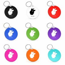 מחזיק מפתחות בצורת עיגול בעיצוב אישי עם השם שלך בעיצוב צלם - גברים גודל המחזיק 5 × 5 ס"מ