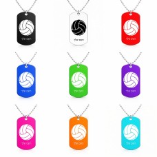 שרשרת דיסקיט מאלומיניום בעיצוב אישי עם השם שלך בעיצוב כדור כדורעף גודל הדיסקיט 2.9 × 5 ס"מ