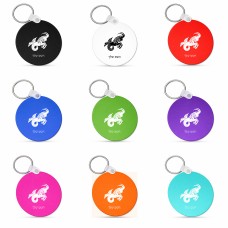 מחזיק מפתחות בצורת עיגול בעיצוב אישי עם השם שלך בעיצוב מזלות - גדי גודל המחזיק 5 × 5 ס"מ