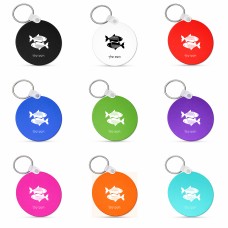 מחזיק מפתחות בצורת עיגול בעיצוב אישי עם השם שלך בעיצוב מזלות - דגים גודל המחזיק 5 × 5 ס"מ