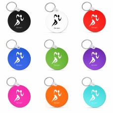 מחזיק מפתחות בצורת עיגול בעיצוב אישי עם השם שלך בעיצוב רצים אולימפיים גודל המחזיק 5 × 5 ס"מ